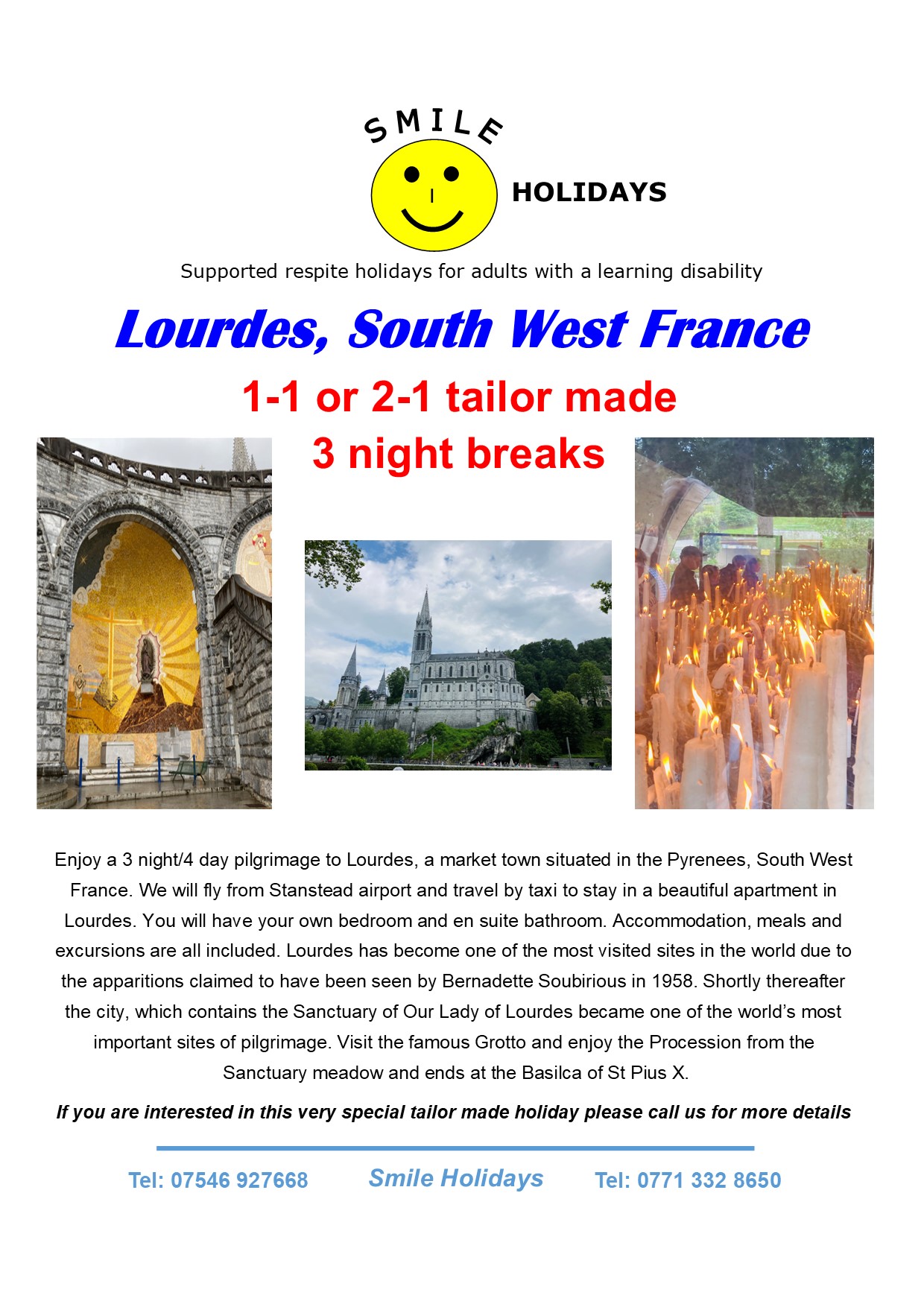 Smile Holidays to Lourdes 2024