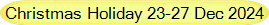 Christmas Holiday 23-27 Dec 2024
