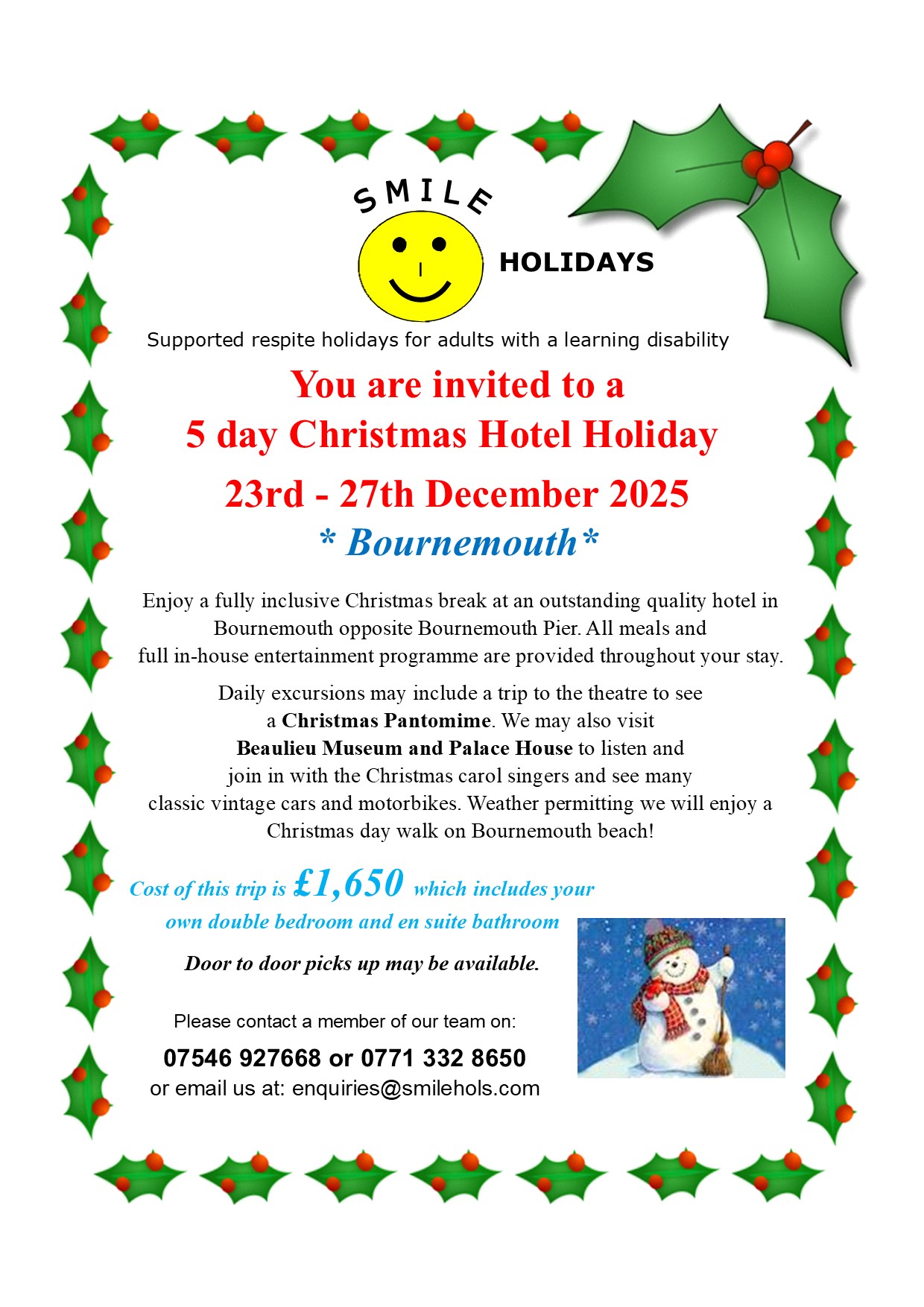 Christmas Holiday 23-27 December 2025 